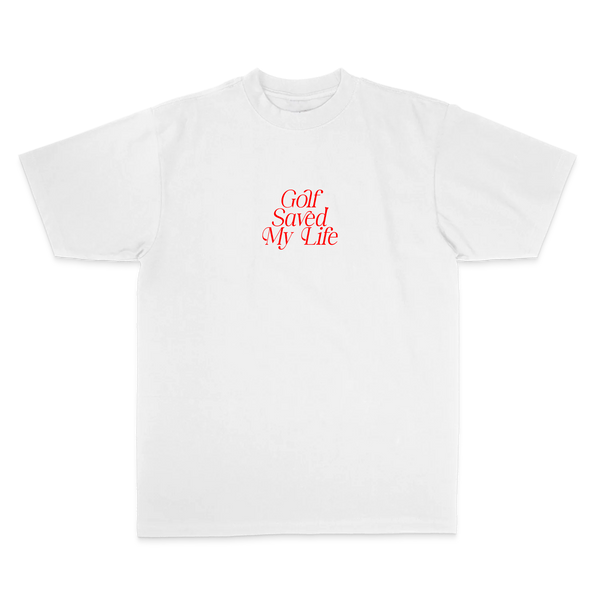 Golf Saved My Life Tee (White / Red Print)